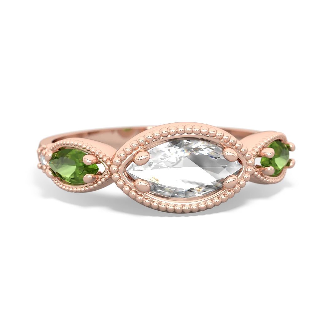 White Topaz Milgrain Marquise 14K Rose Gold ring R5700