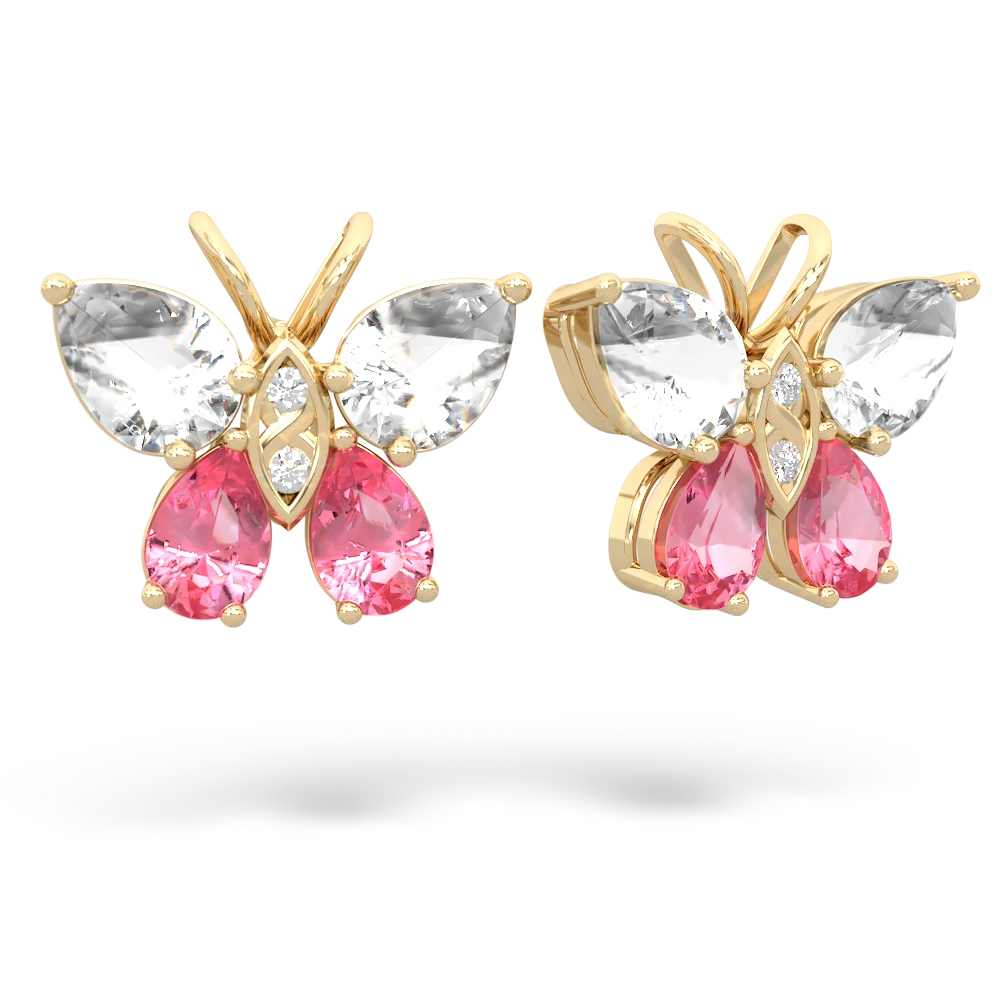 White Topaz Butterfly 14K Yellow Gold earrings E2215