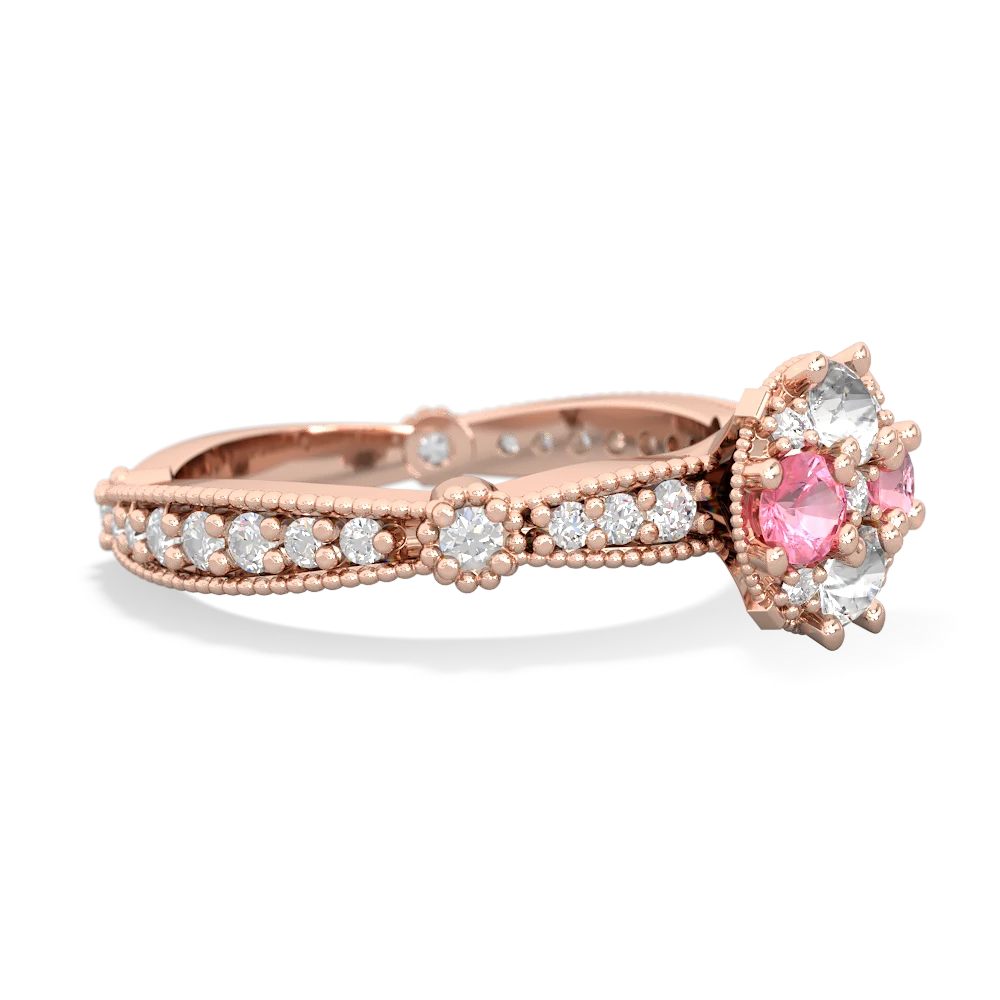 White Topaz Sparkling Tiara Cluster 14K Rose Gold ring R26293RD