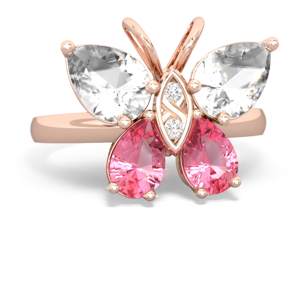 White Topaz Butterfly 14K Rose Gold ring R2215