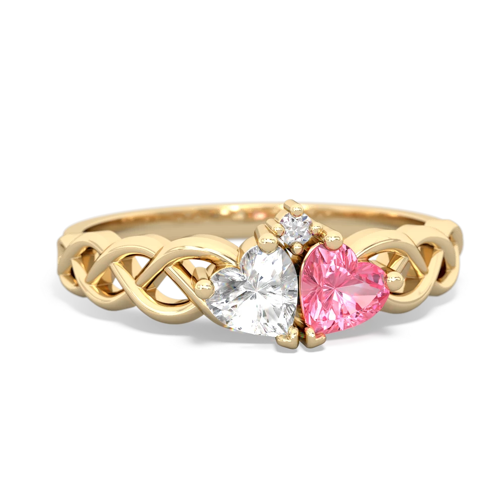 White Topaz Heart To Heart Braid 14K Yellow Gold ring R5870