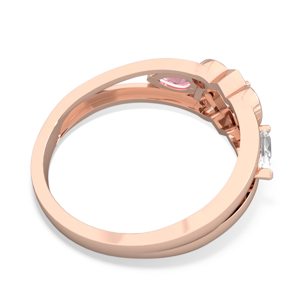 White Topaz Hearts Intertwined 14K Rose Gold ring R5880