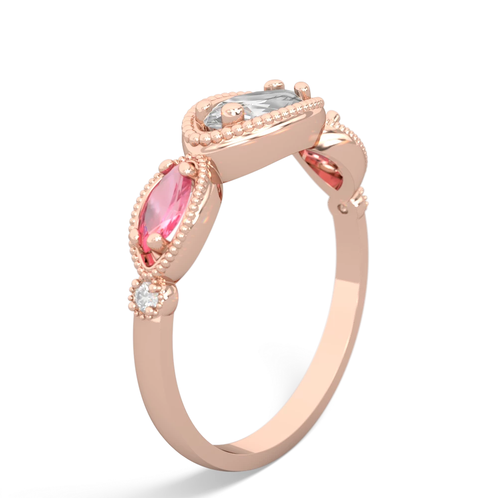 White Topaz Milgrain Marquise 14K Rose Gold ring R5700