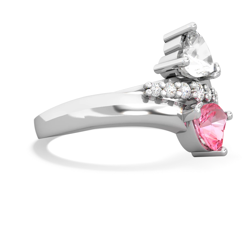 White Topaz Heart To Heart 14K White Gold ring R2064