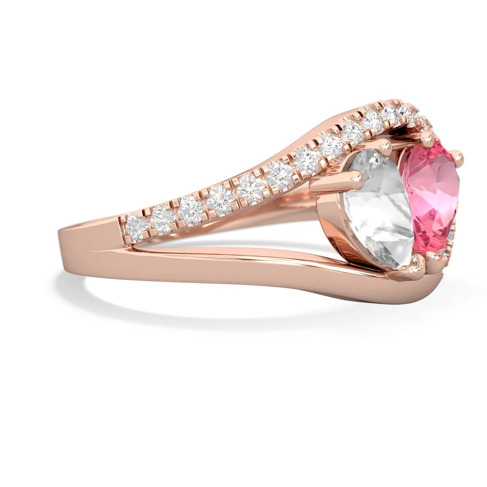 White Topaz Nestled Heart Keepsake 14K Rose Gold ring R5650