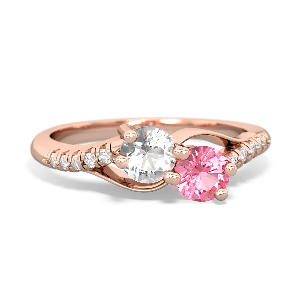 White Topaz Infinity Pave Two Stone 14K Rose Gold ring R5285