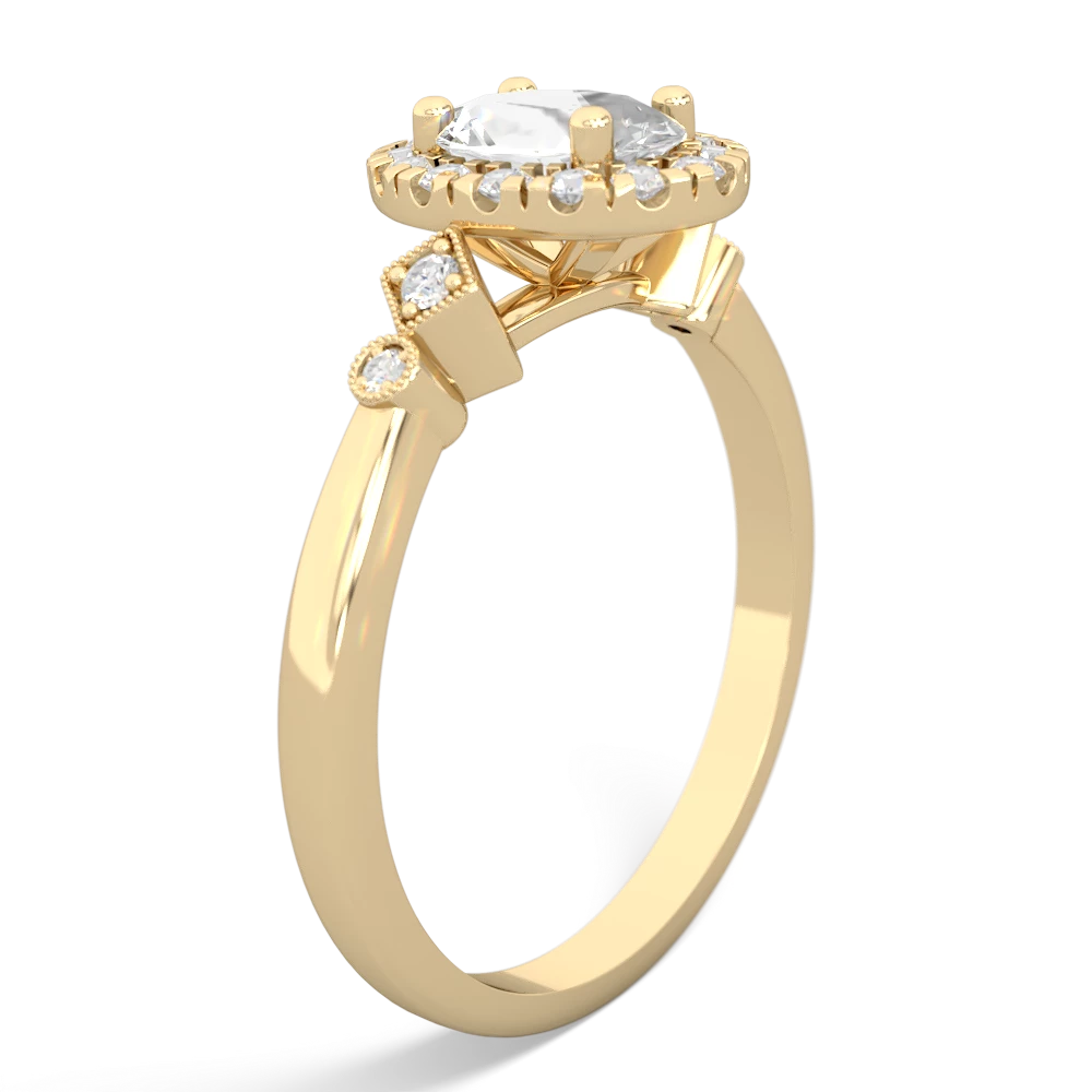 White Topaz Antique-Style Halo 14K Yellow Gold ring R5720