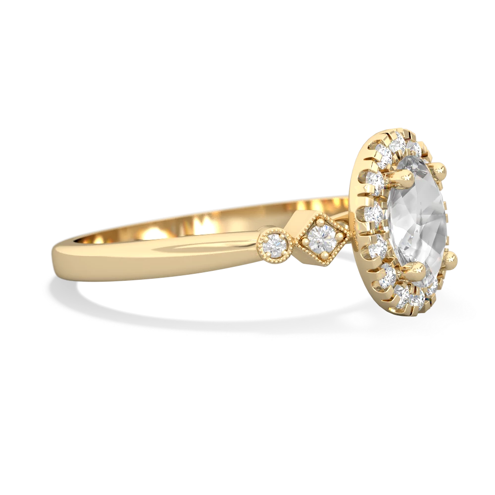 White Topaz Antique-Style Halo 14K Yellow Gold ring R5720