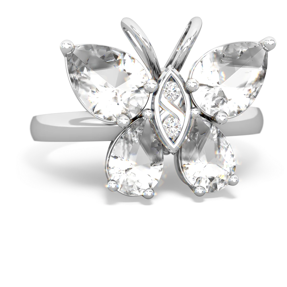 White Topaz Butterfly 14K White Gold ring R2215