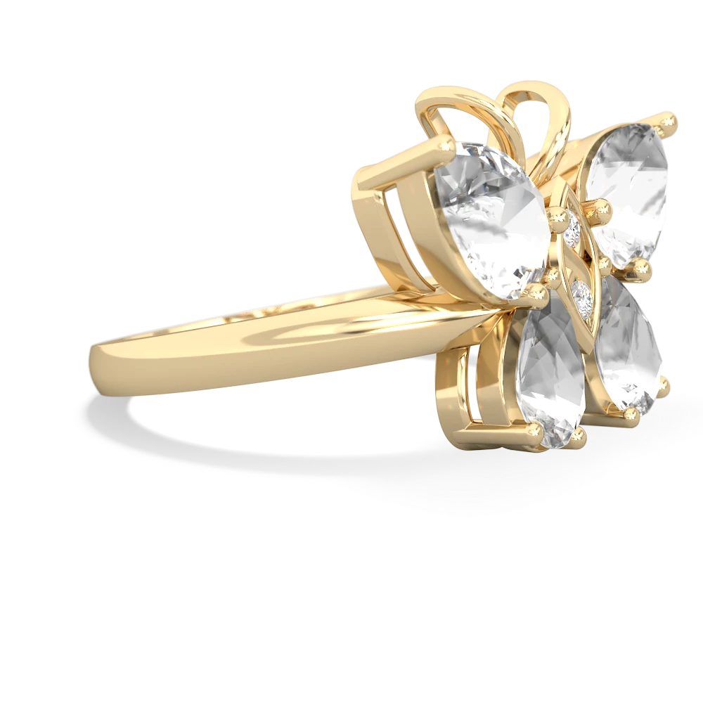 White Topaz Butterfly 14K Yellow Gold ring R2215