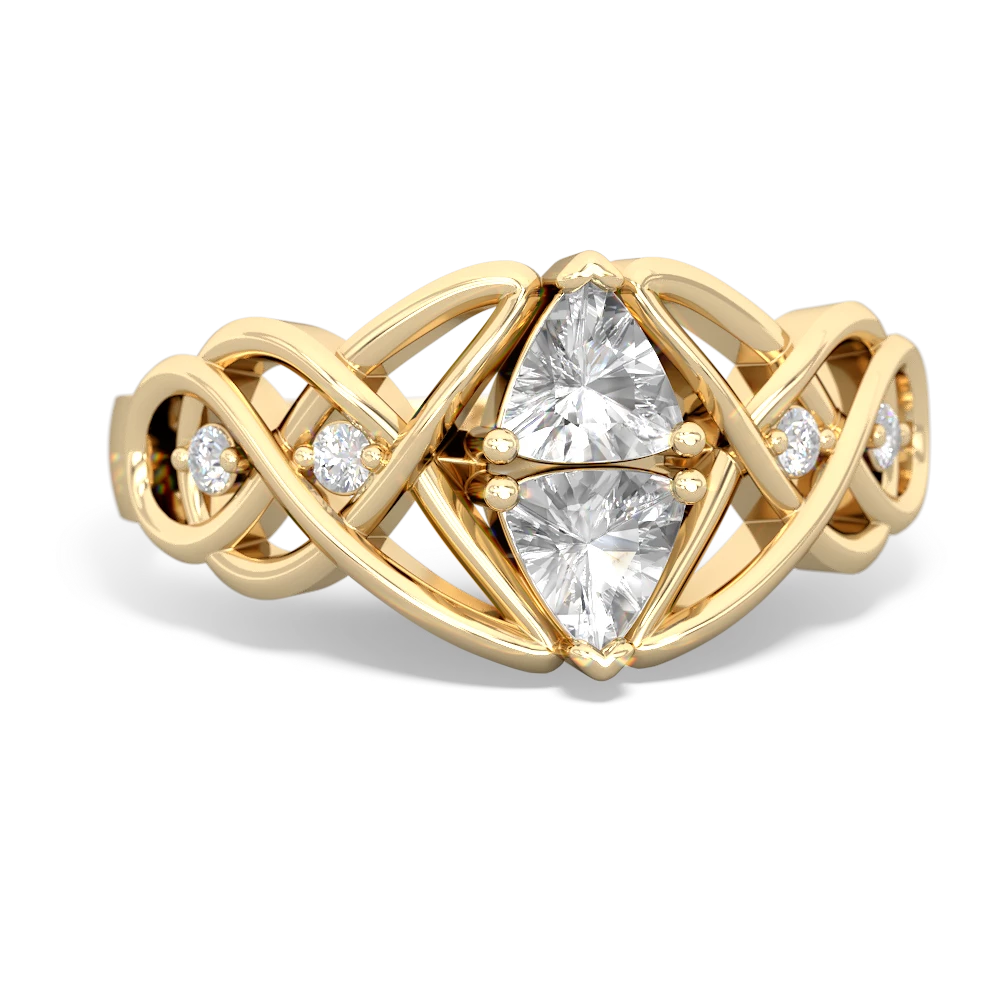 White Topaz Keepsake Celtic Knot 14K Yellow Gold ring R5300