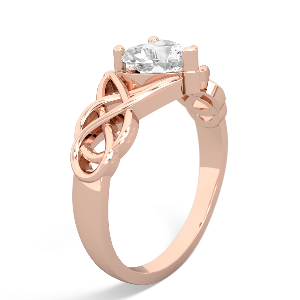 White Topaz Claddagh Celtic Knot 14K Rose Gold ring R2367