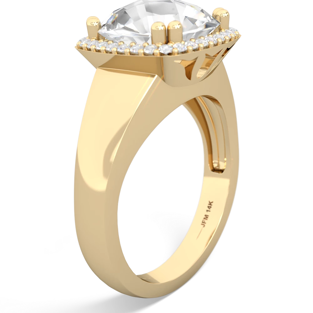 White Topaz Halo Cocktail 14K Yellow Gold ring R2544