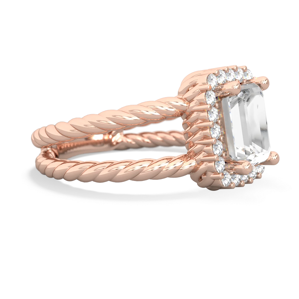 White Topaz Rope Split Band 14K Rose Gold ring R2628