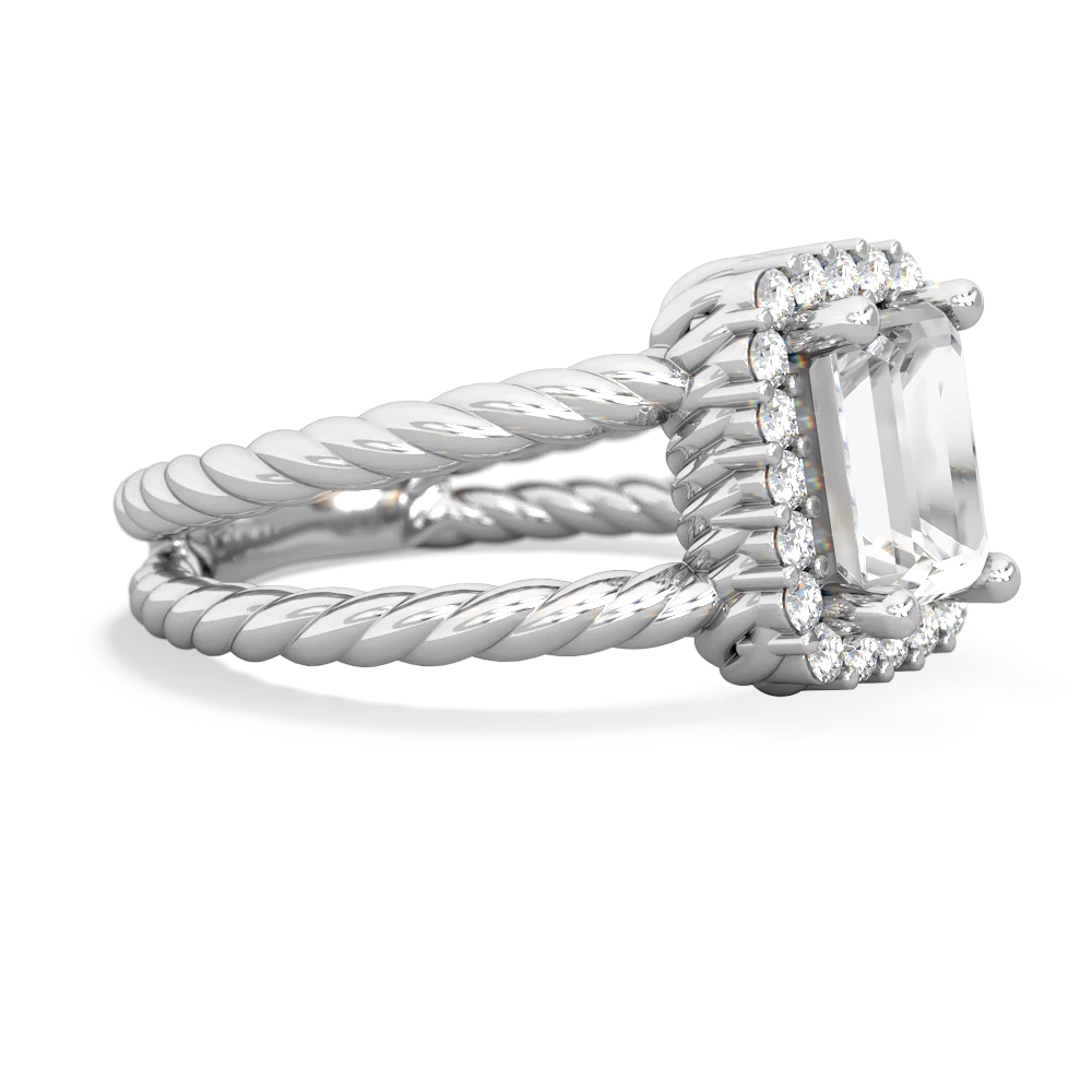 White Topaz Rope Split Band 14K White Gold ring R2628