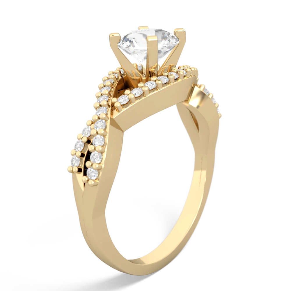 White Topaz Diamond Twist 6Mm Round Engagment  14K Yellow Gold ring R26406RD