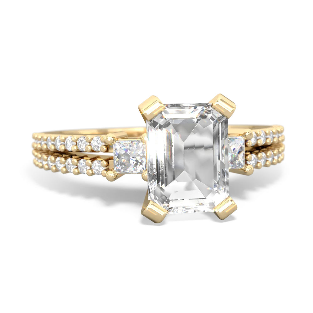 White Topaz Classic 8X6mm Emerald-Cut Engagement 14K Yellow Gold ring R26438EM