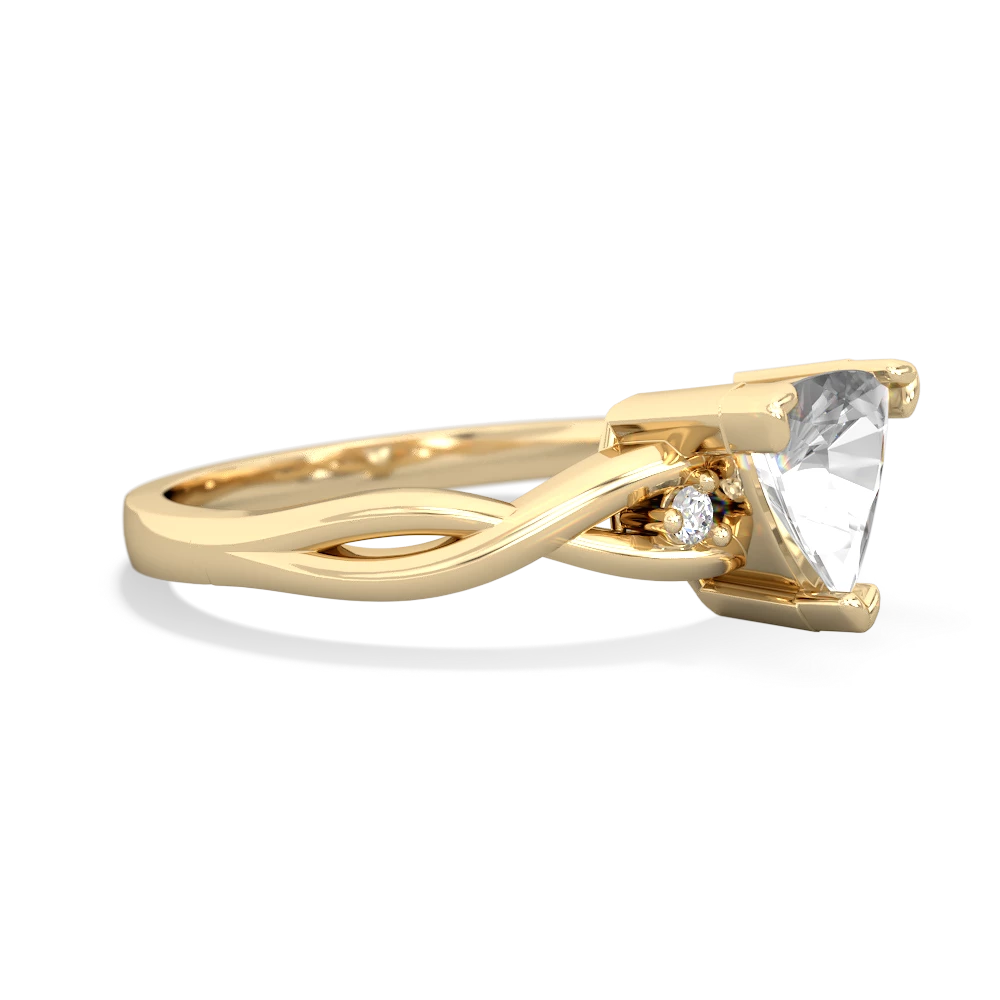 White Topaz Trillion Twist 14K Yellow Gold ring R2104