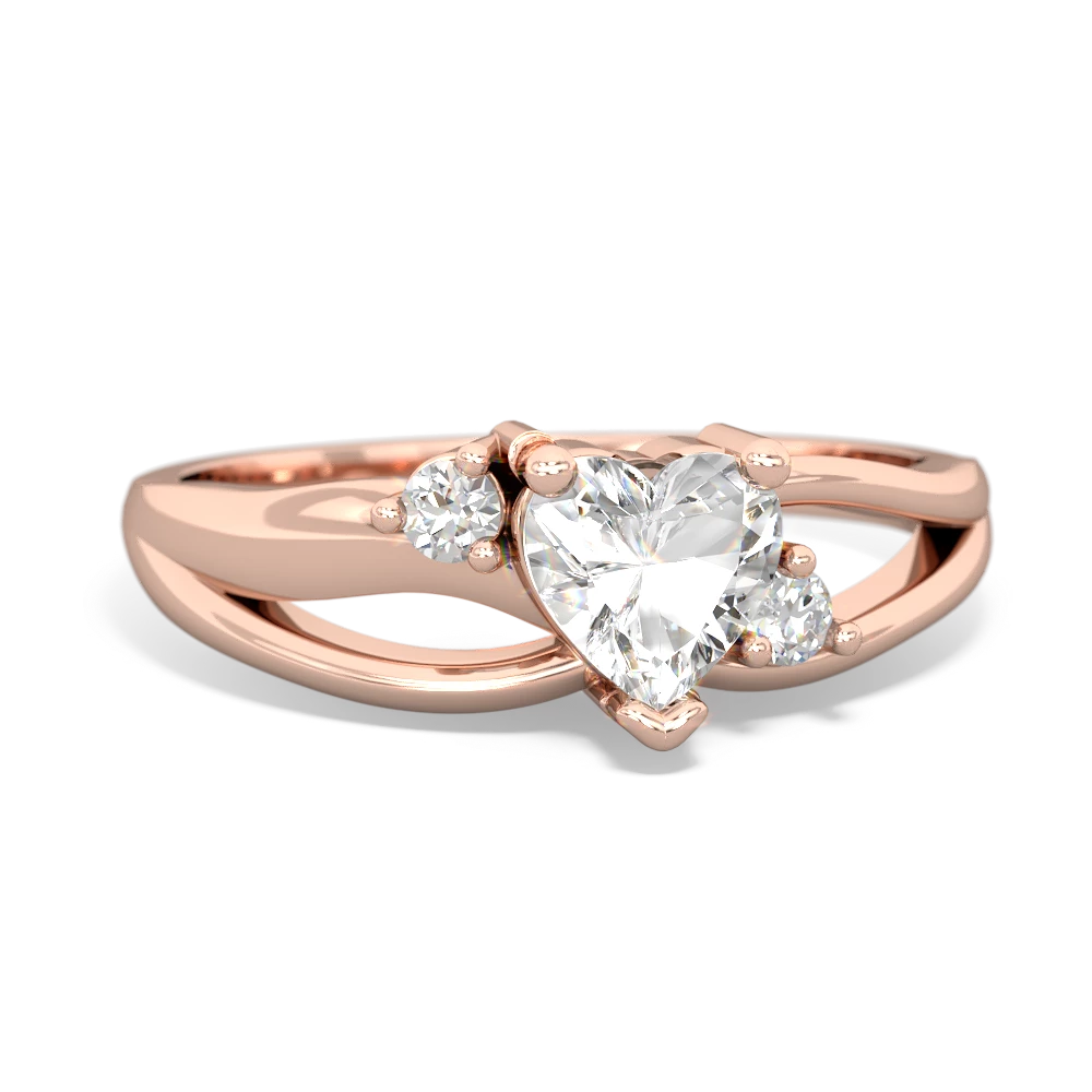 White Topaz Split Band Swirl 14K Rose Gold ring R2130