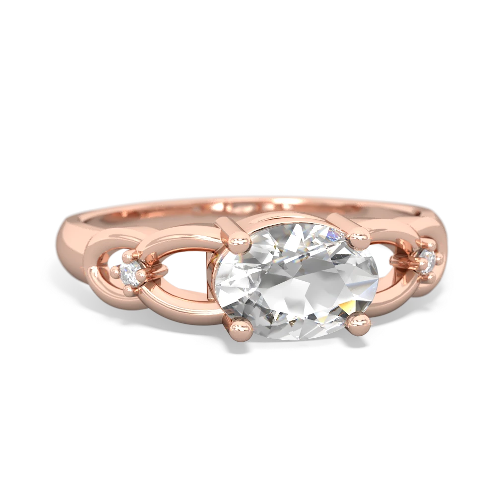 White Topaz Links 14K Rose Gold ring R4032