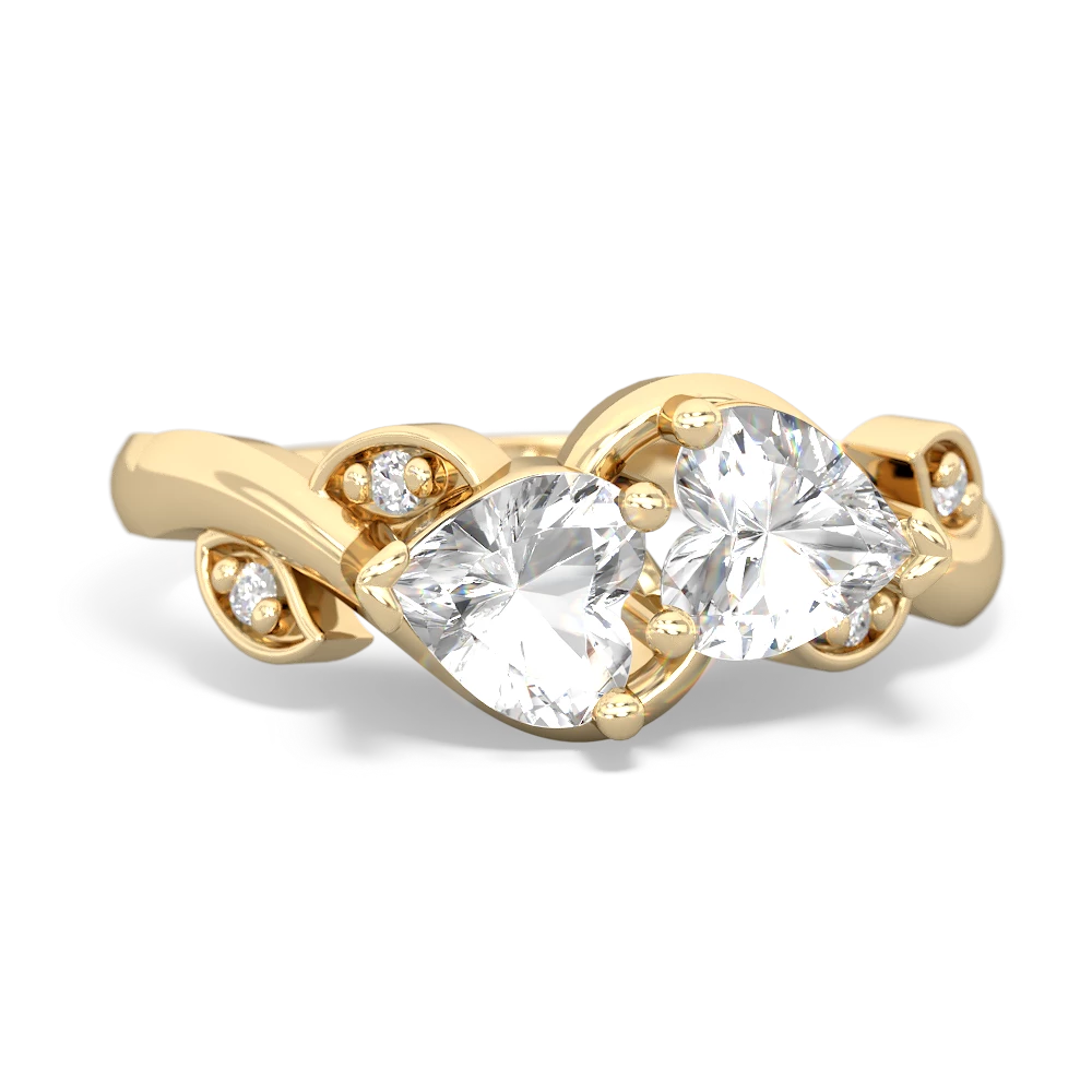 White Topaz Floral Elegance 14K Yellow Gold ring R5790