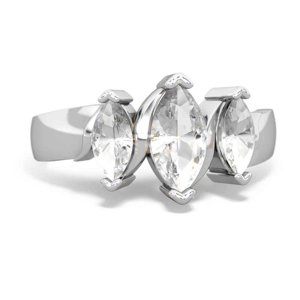 White Topaz Three Peeks 14K White Gold ring R2433