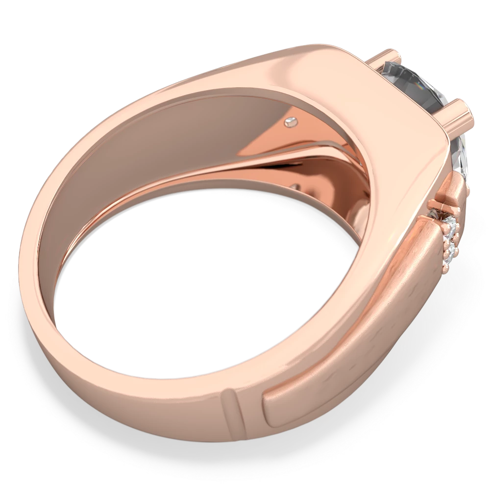 White Topaz Men's 9Mm Round 14K Rose Gold ring R1822