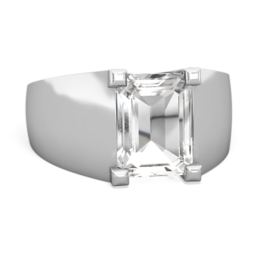 White Topaz Men's 14K White Gold ring R1836