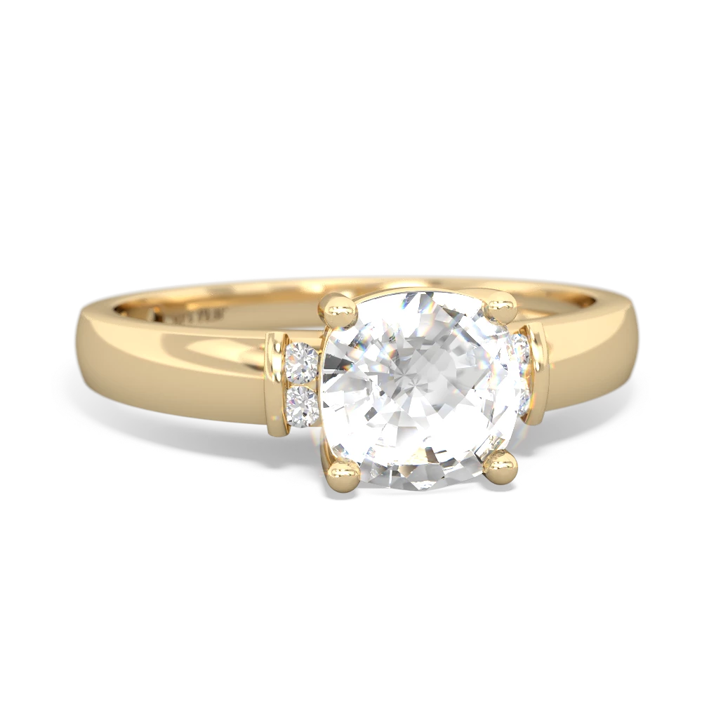 White Topaz Simply Elegant Cushion 14K Yellow Gold ring R2489