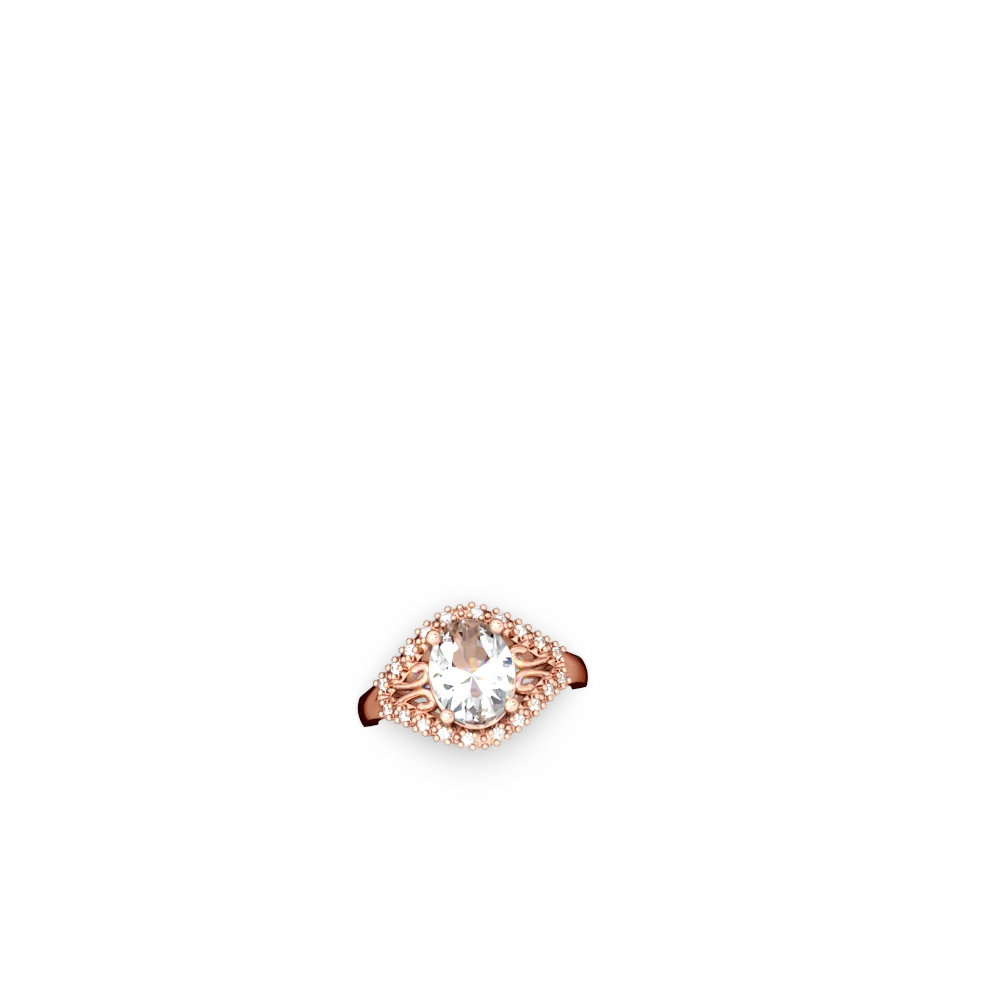 White Topaz Antique Style Cocktail 14K Rose Gold ring R2564