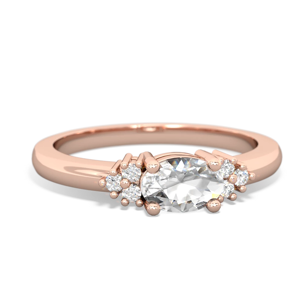 White Topaz Simply Elegant East-West 14K Rose Gold ring R2480