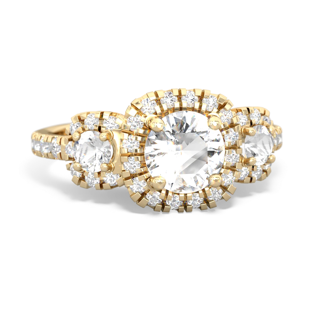 White Topaz Regal Halo 14K Yellow Gold ring R5350