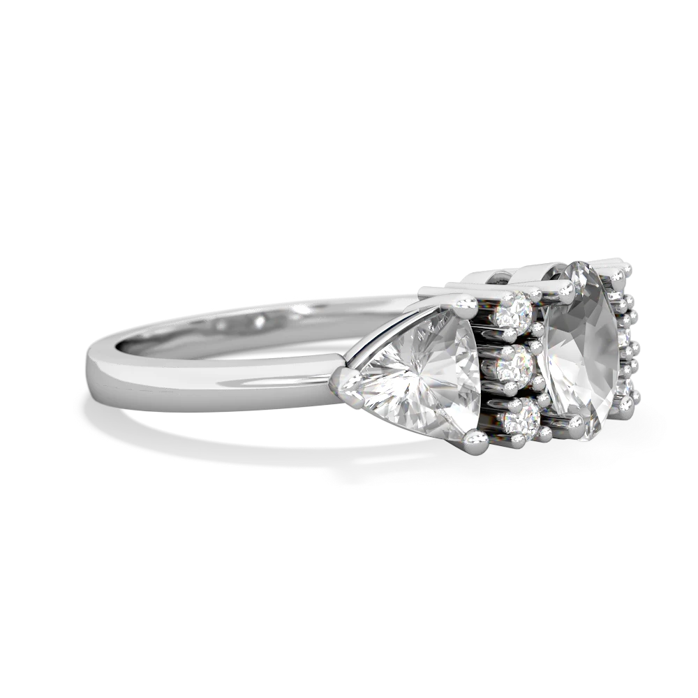 White Topaz Antique Style Three Stone 14K White Gold ring R2186