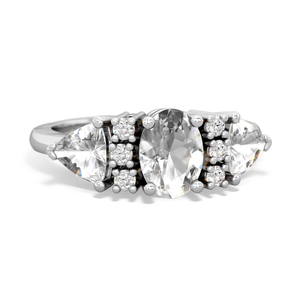 White Topaz Antique Style Three Stone 14K White Gold ring R2186