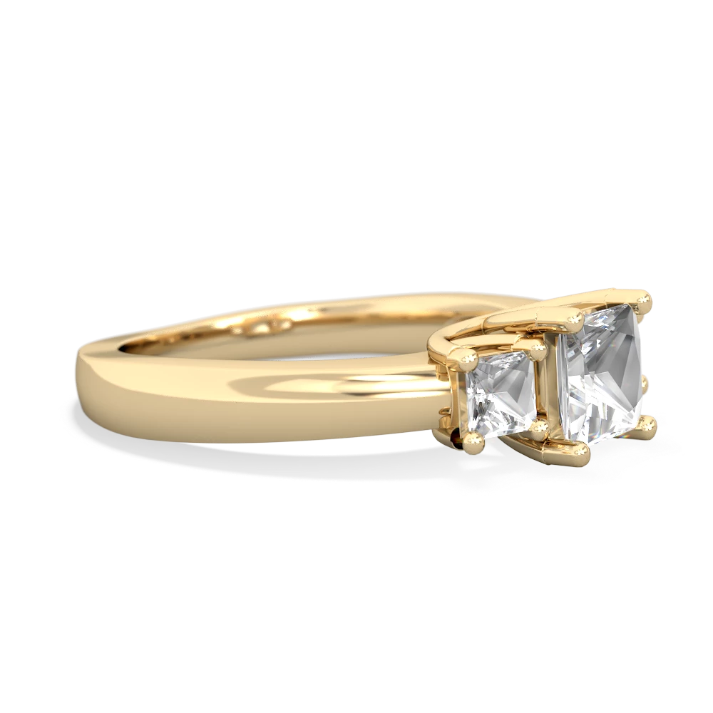 White Topaz Three Stone Trellis 14K Yellow Gold ring R4015