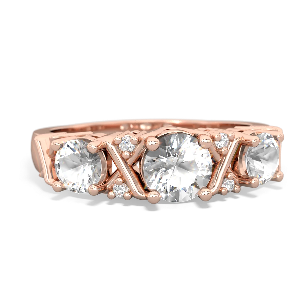 White Topaz Hugs And Kisses 14K Rose Gold ring R5016