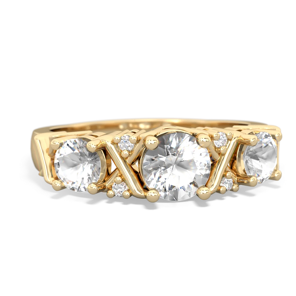 White Topaz Hugs And Kisses 14K Yellow Gold ring R5016