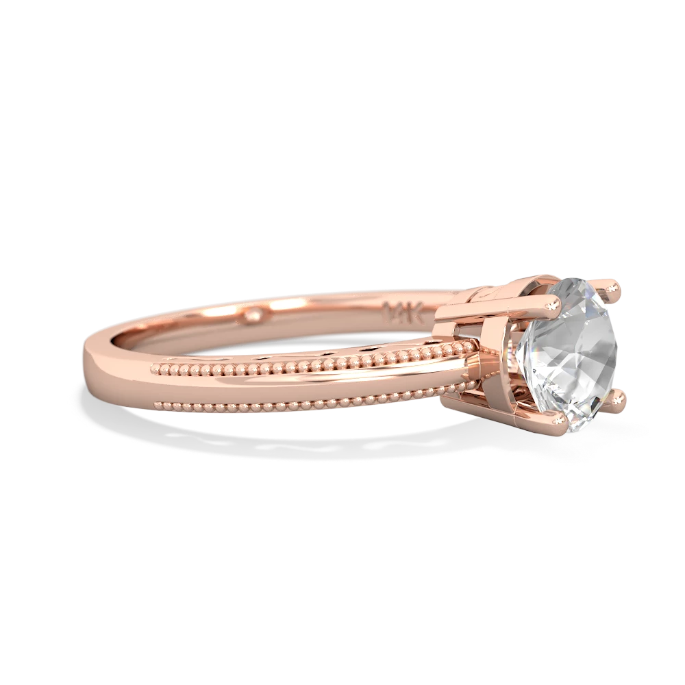 White Topaz Milgrain Filigree 14K Rose Gold ring R5090