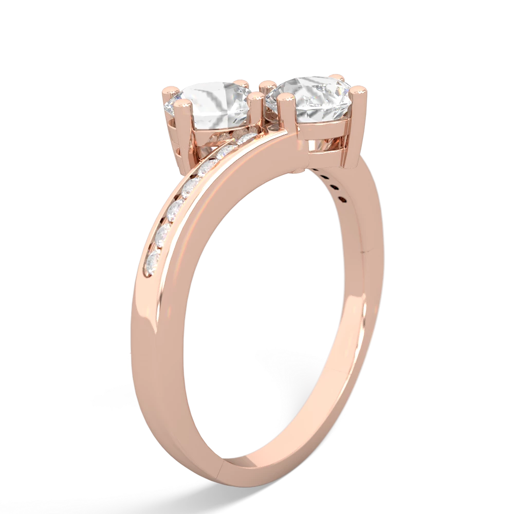 White Topaz Channel Set Two Stone 14K Rose Gold ring R5303