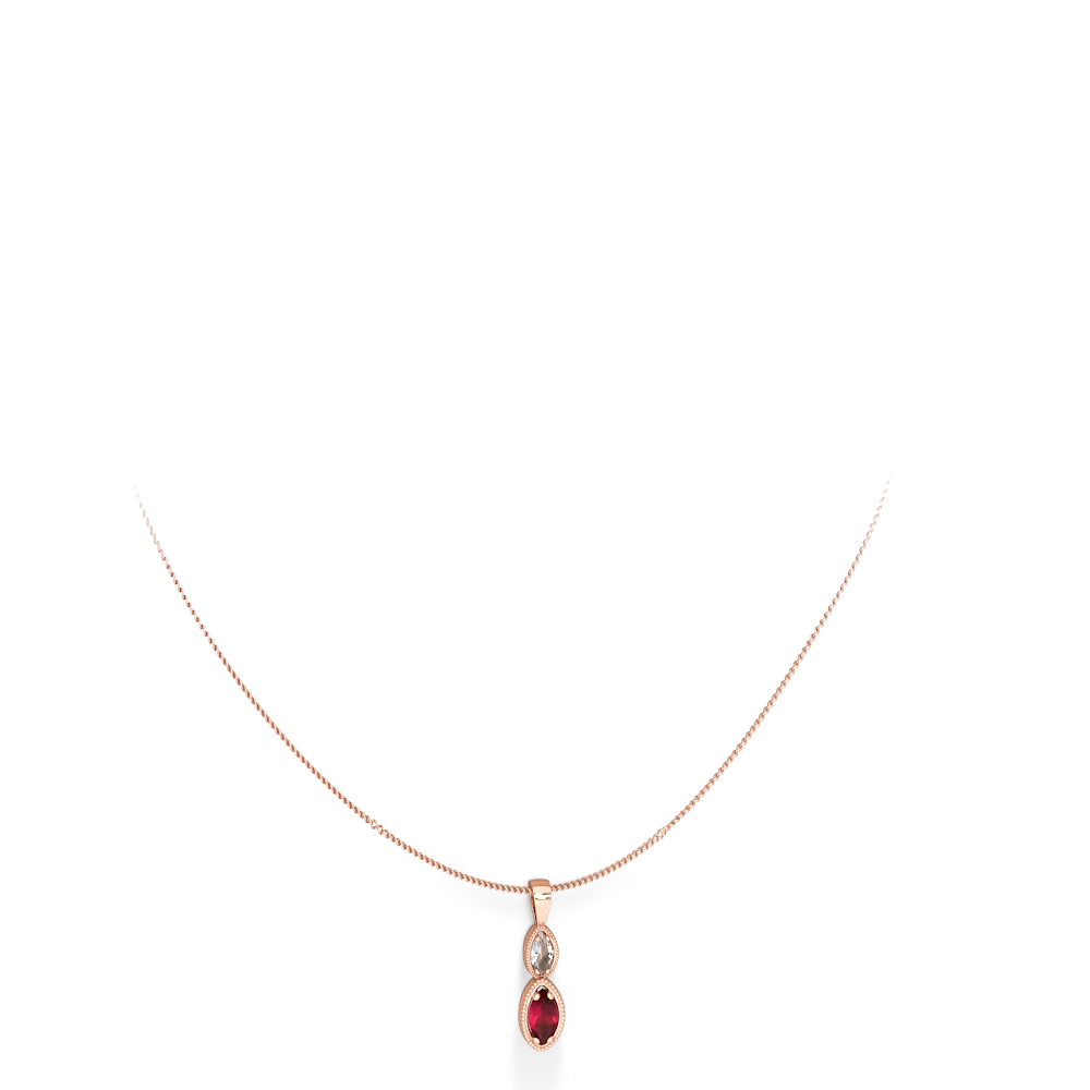 White Topaz Antique-Style Halo 14K Rose Gold pendant P5700