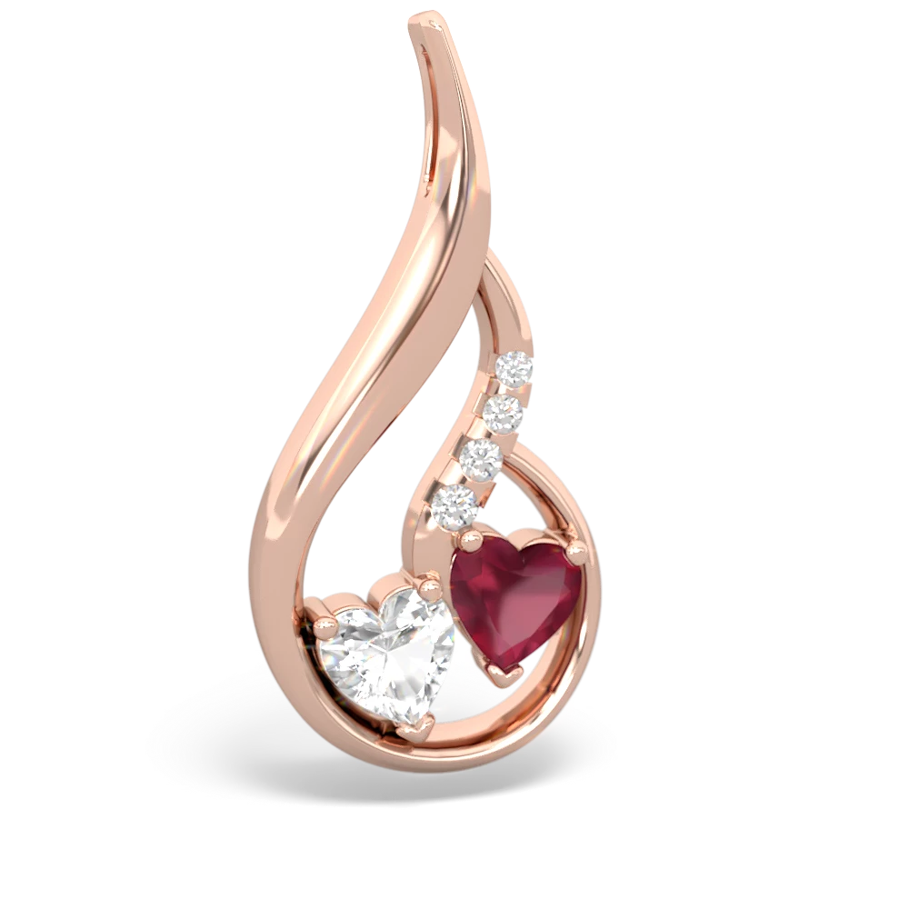 White Topaz Keepsake Curves 14K Rose Gold pendant P5450