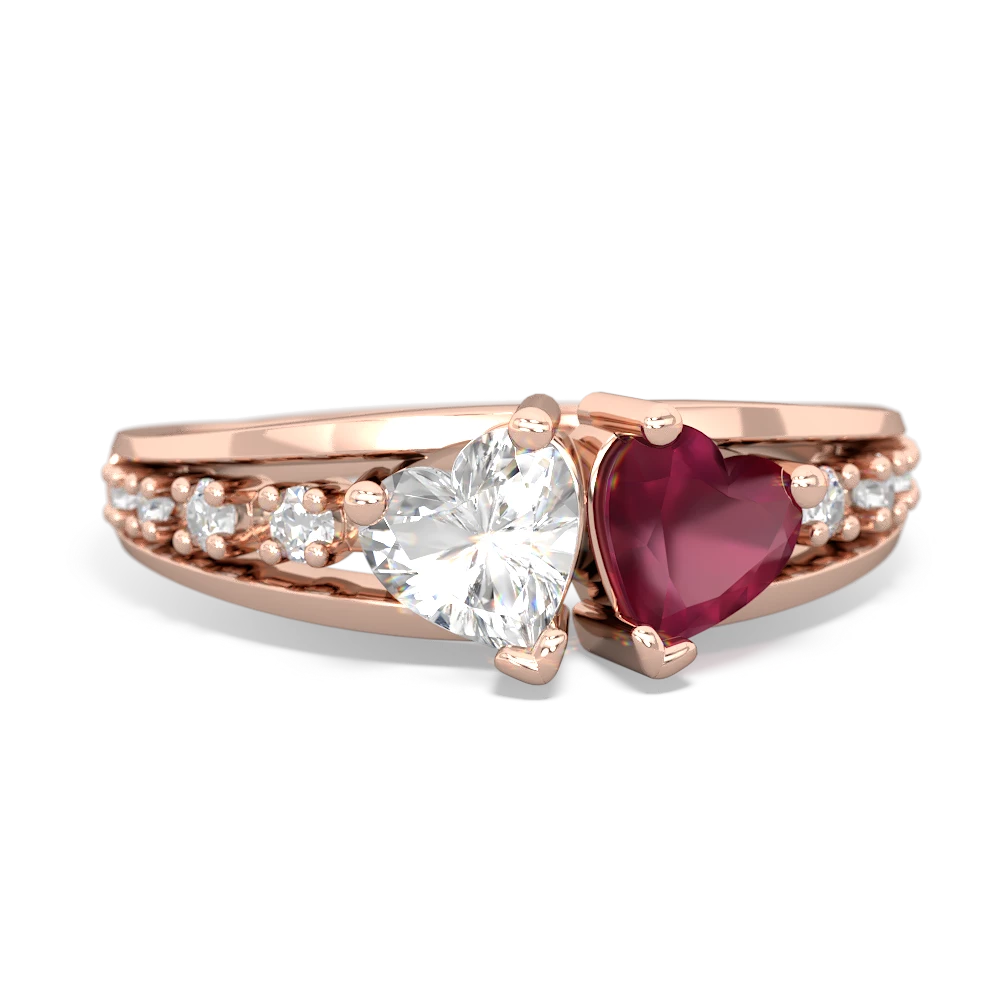 White Topaz Heart To Heart 14K Rose Gold ring R3342