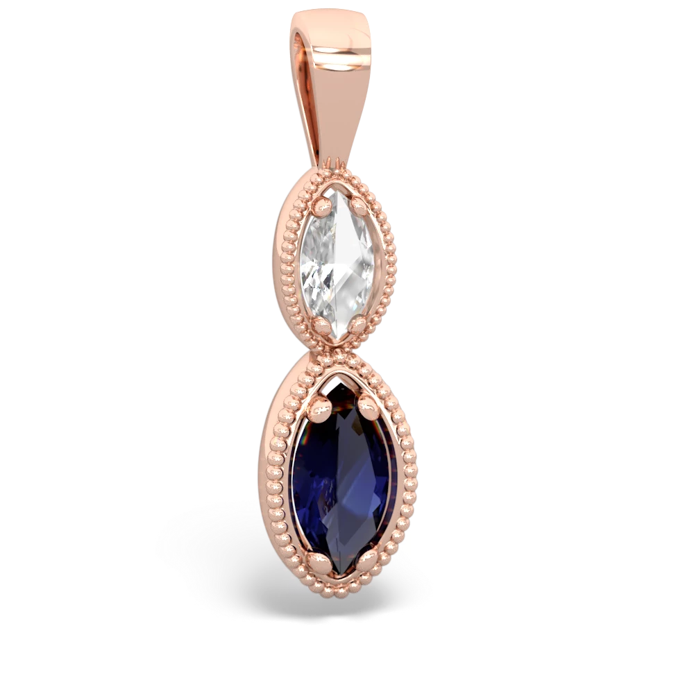 White Topaz Antique-Style Halo 14K Rose Gold pendant P5700