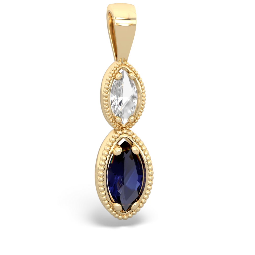 White Topaz Antique-Style Halo 14K Yellow Gold pendant P5700