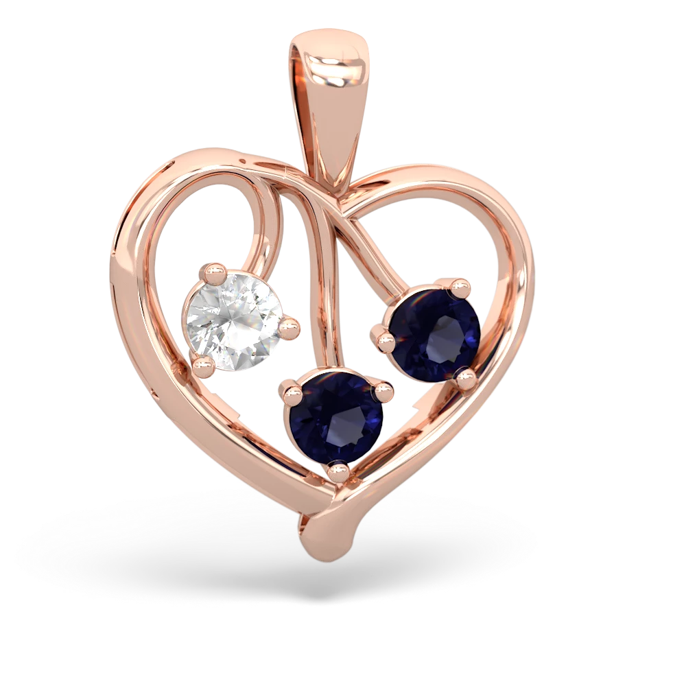 White Topaz Glowing Heart 14K Rose Gold pendant P2233