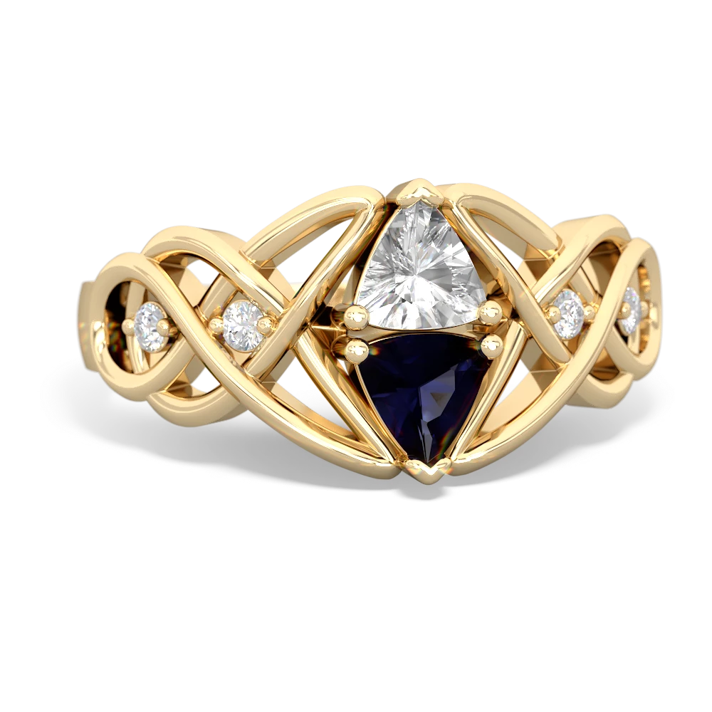 White Topaz Keepsake Celtic Knot 14K Yellow Gold ring R5300