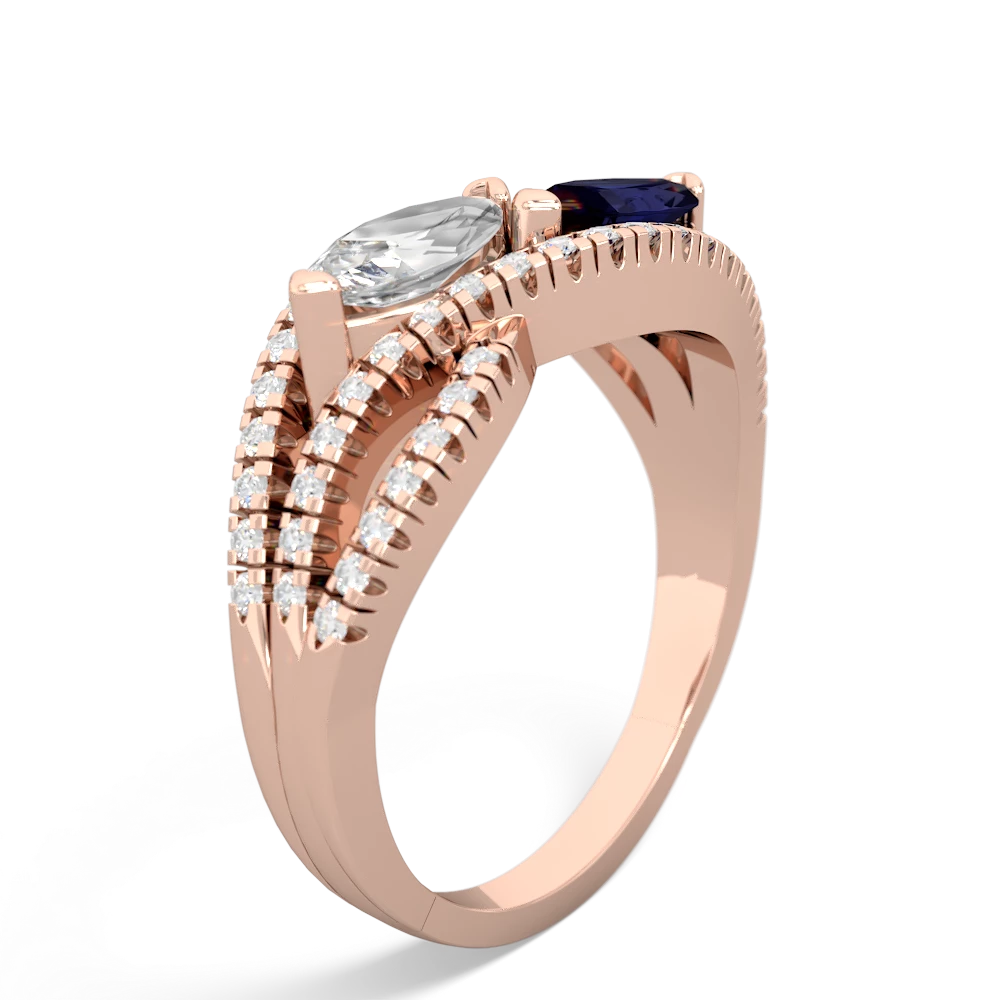 White Topaz Diamond Rivers 14K Rose Gold ring R3070