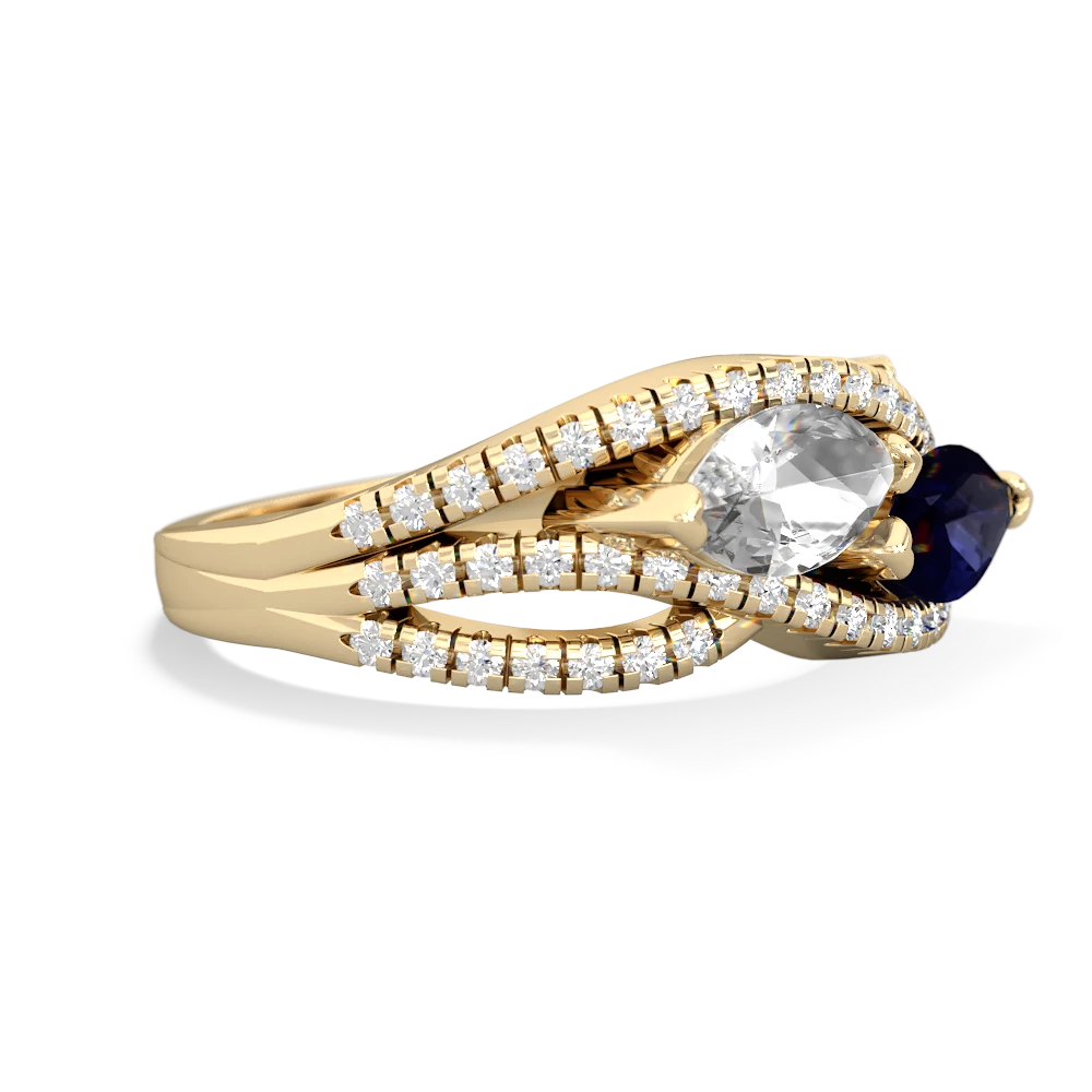 White Topaz Diamond Rivers 14K Yellow Gold ring R3070