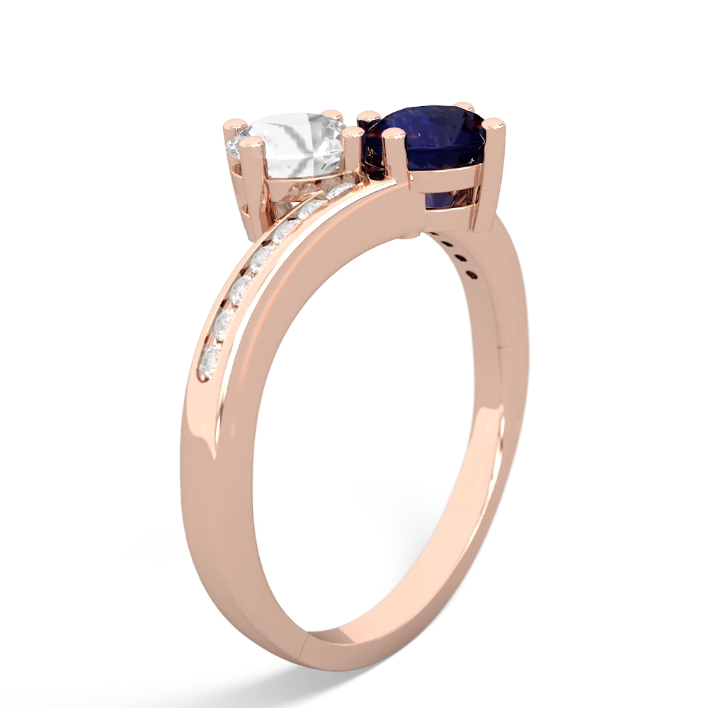 White Topaz Channel Set Two Stone 14K Rose Gold ring R5303