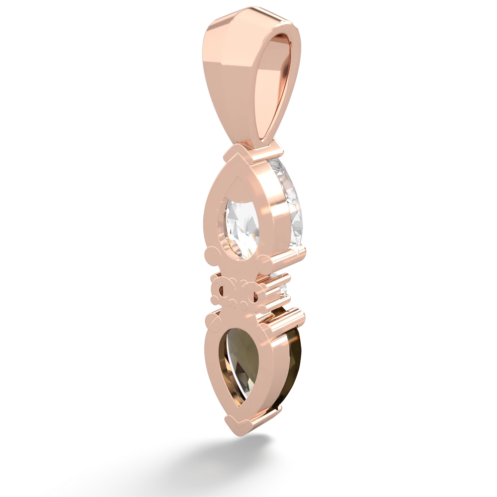 White Topaz Bowtie Drop 14K Rose Gold pendant P0865